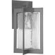 Quad LED Argento Grey Outdoor Sconce in Clear with Hammered Texture, Lantern